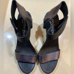 Pedro Garcia black and pewter 3 inch sandals